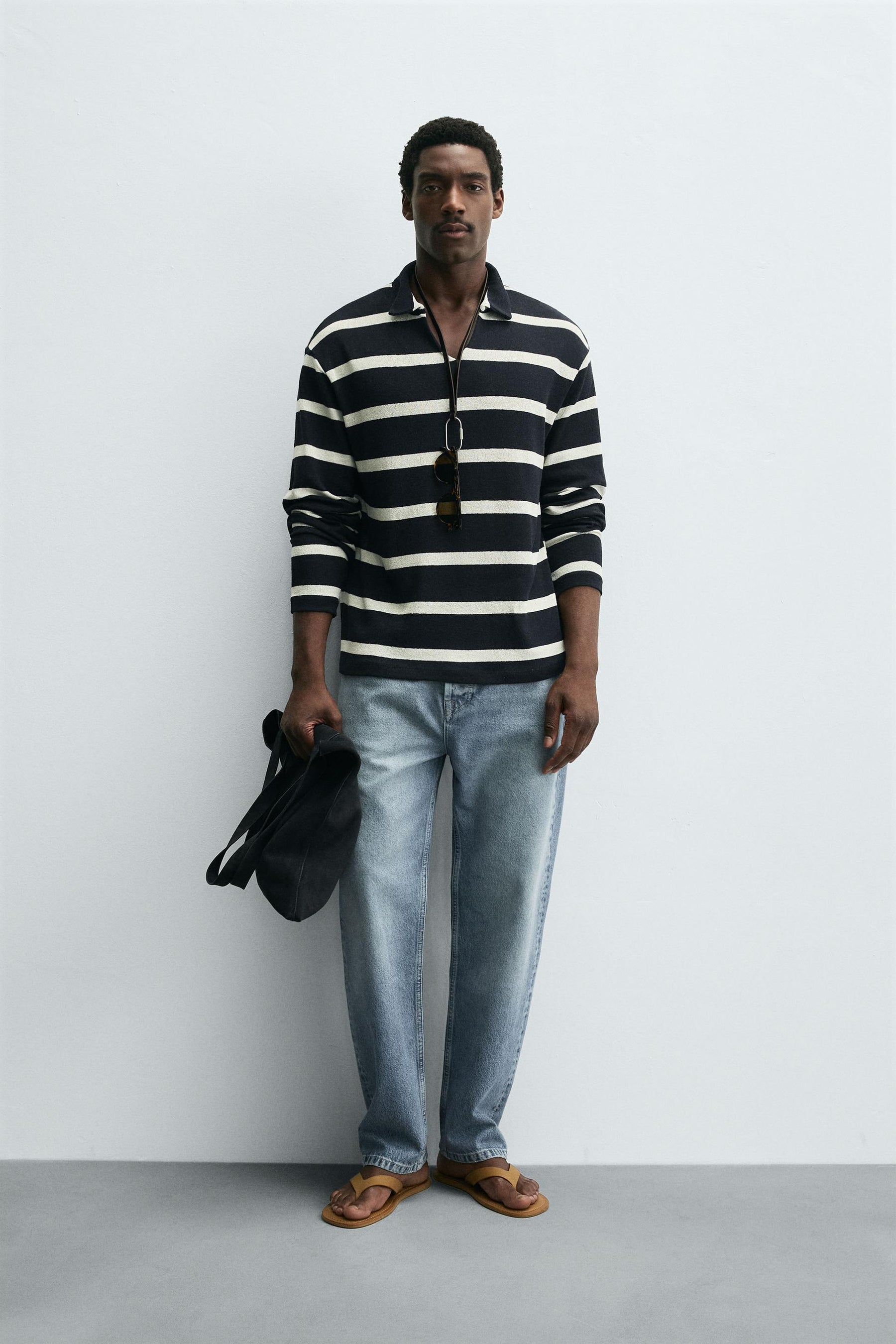 STRIPED JACQUARD POLO SHIRT - Image 1