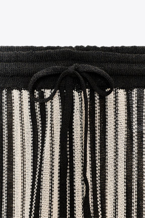 STRIPED CUFFED HEM LINEN BLEND TROUSERS - Image 7