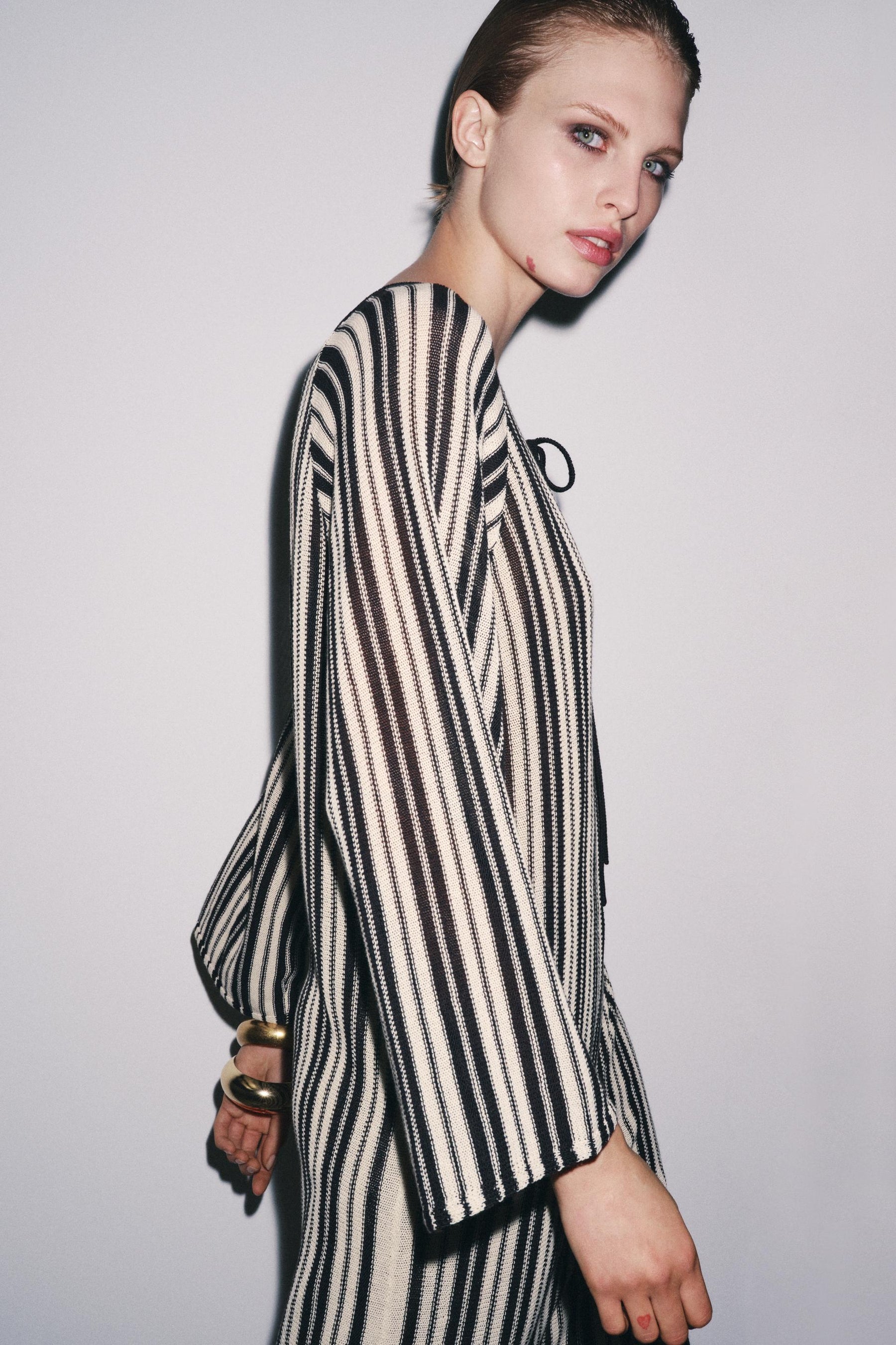 STRIPED KNIT DRESS WITH LINEN - Image 4