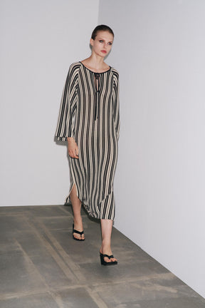 STRIPED KNIT DRESS WITH LINEN - Image 1