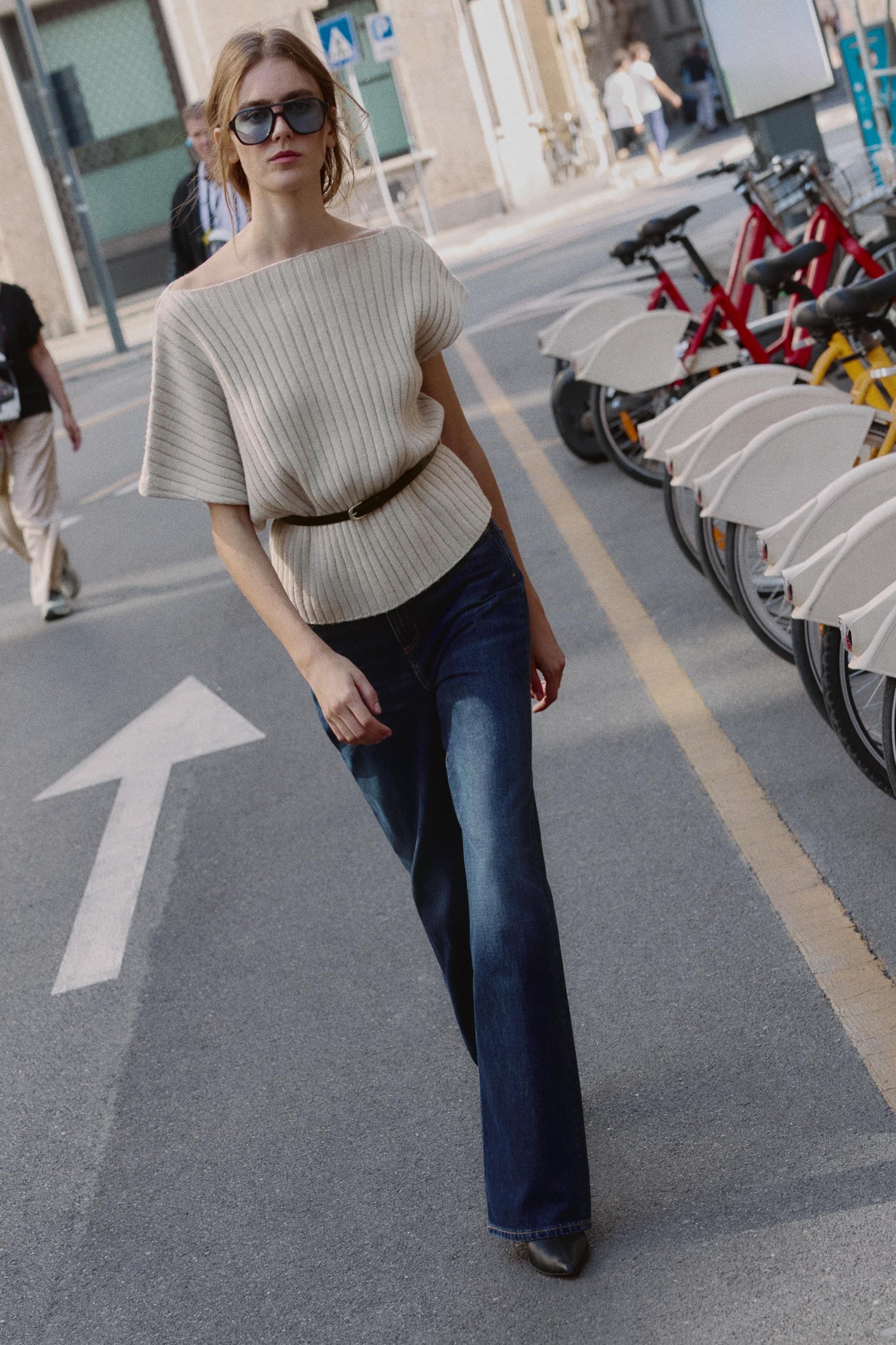ASYMMETRIC WOOL TOP WITH BELT - Image 1