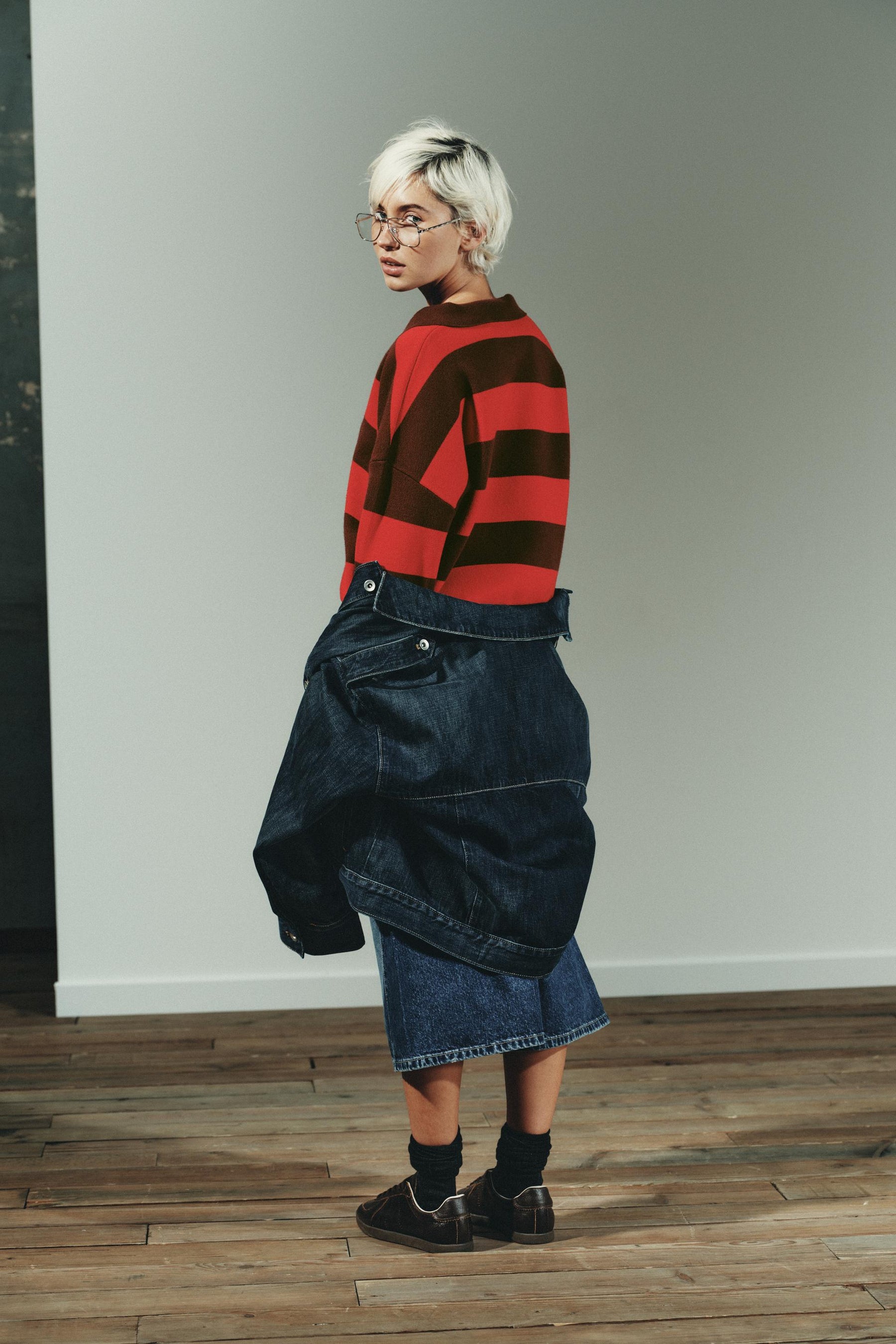 Striped Knit Polo Shirt