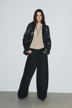 Mid-waist folded jeans