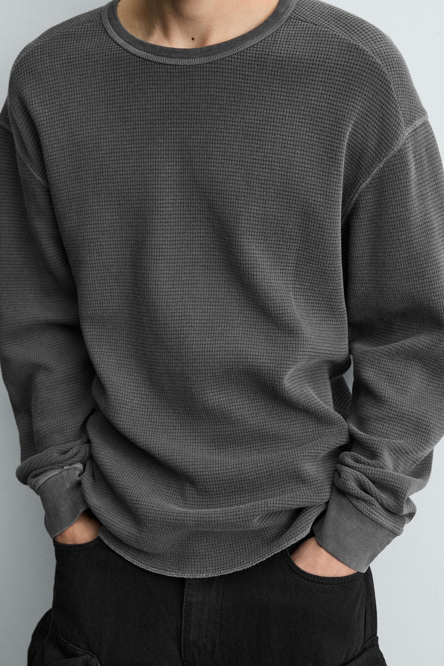 WASHED WAFFLE-KNIT T-SHIRT - Image 5