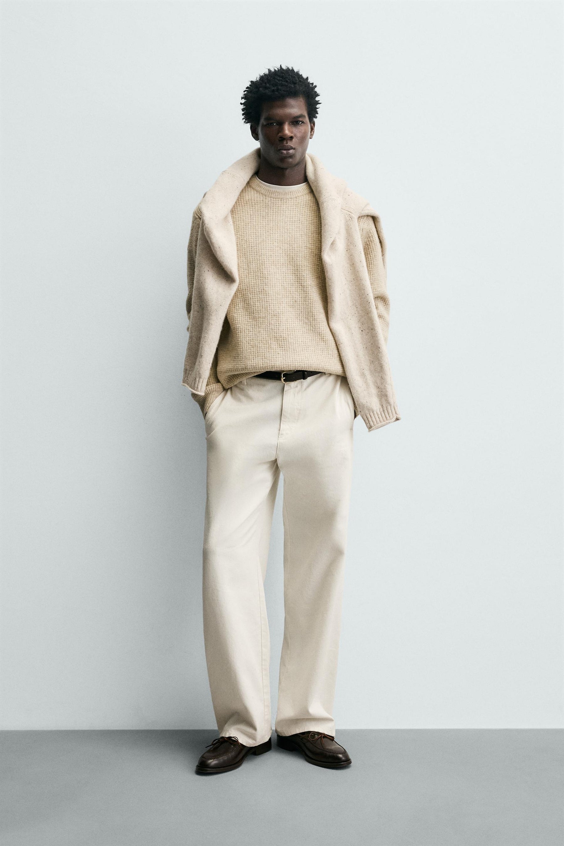 REGULAR FIT WAFFLE-KNIT JUMPER - Image 1