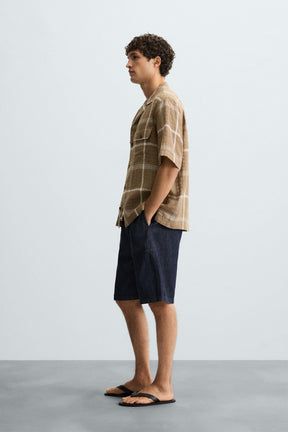 CHECKED LINEN/COTTON SHIRT - Image 4