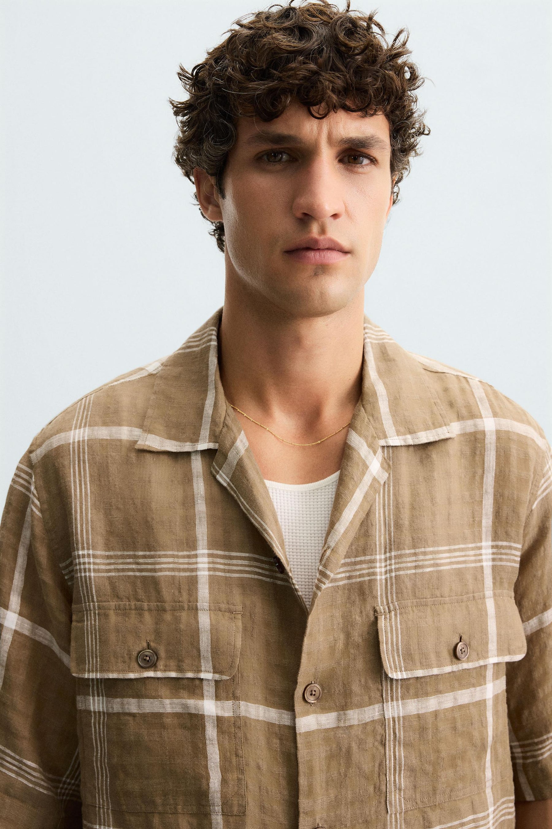 CHECKED LINEN/COTTON SHIRT - Image 5