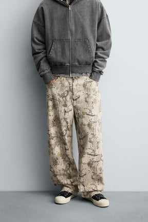ABSTRACT PRINT BAGGY FIT CARPENTER TROUSERS - Image 2