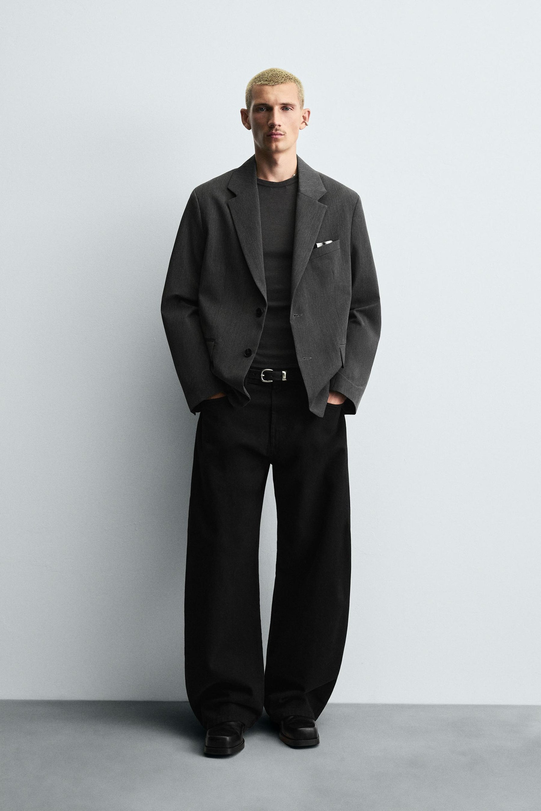 STRIPED OVERSIZED FIT BLAZER - Image 1