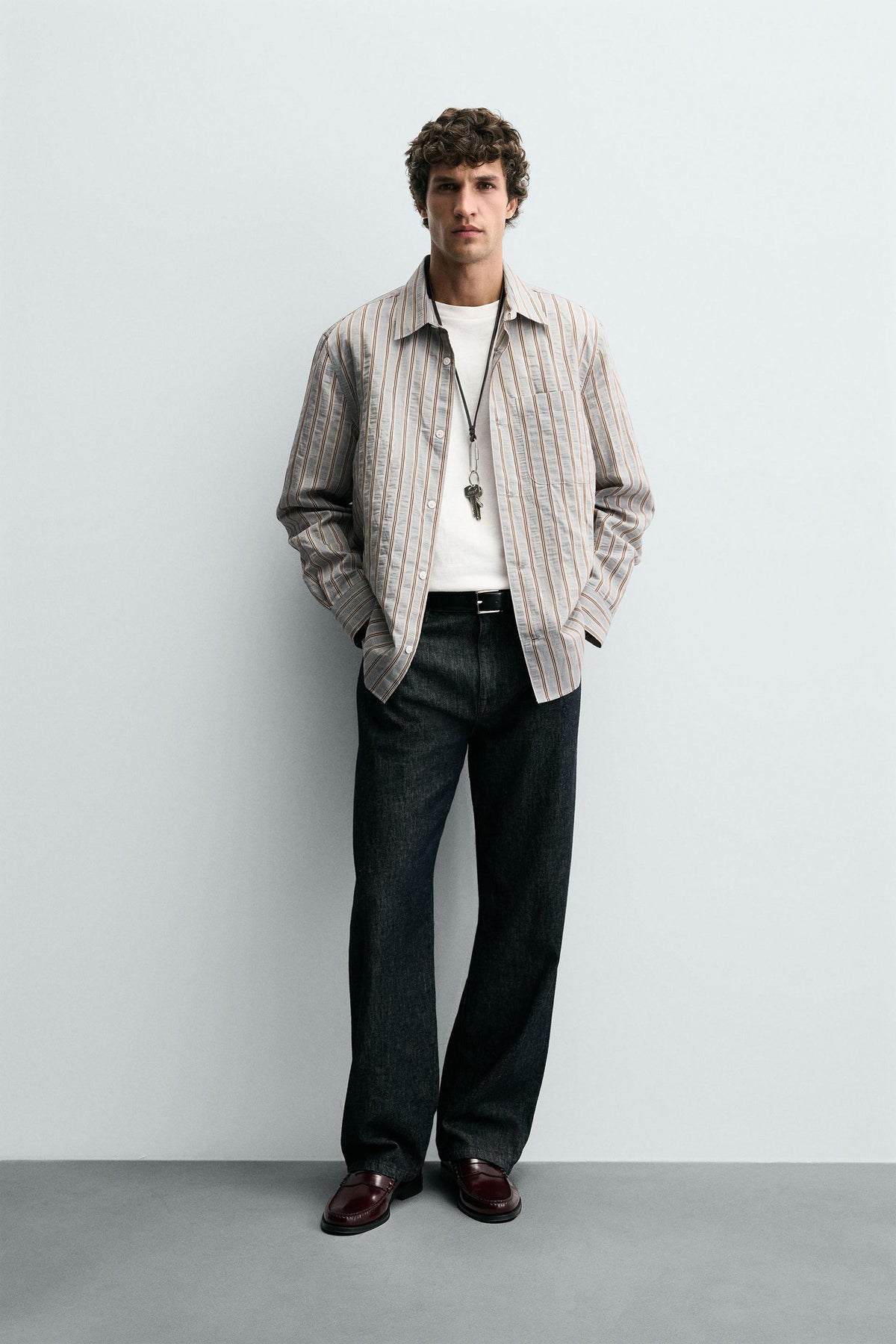 STRIPED FLOWING SHIRT - Image 1