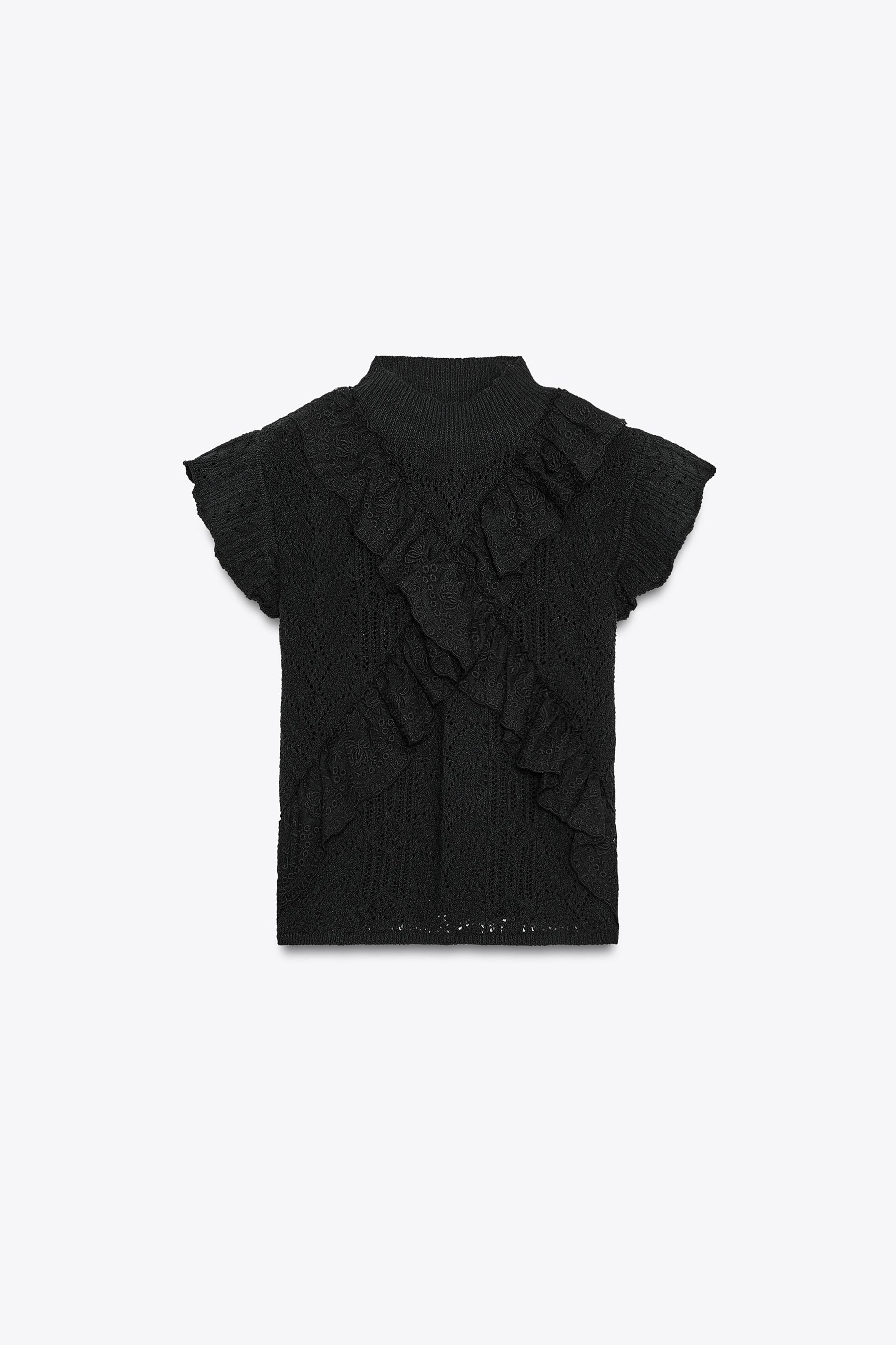 POINTELLE KNIT TOP WITH RUFFLES - Image 6