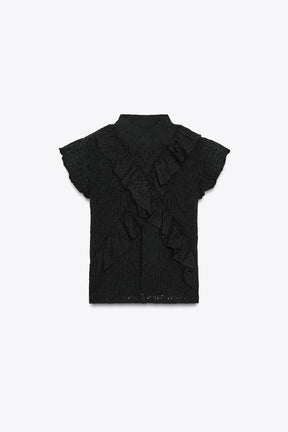 POINTELLE KNIT TOP WITH RUFFLES - Image 6