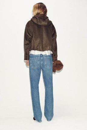 HOODED FAUX SUEDE BOMBER JACKET - Image 6
