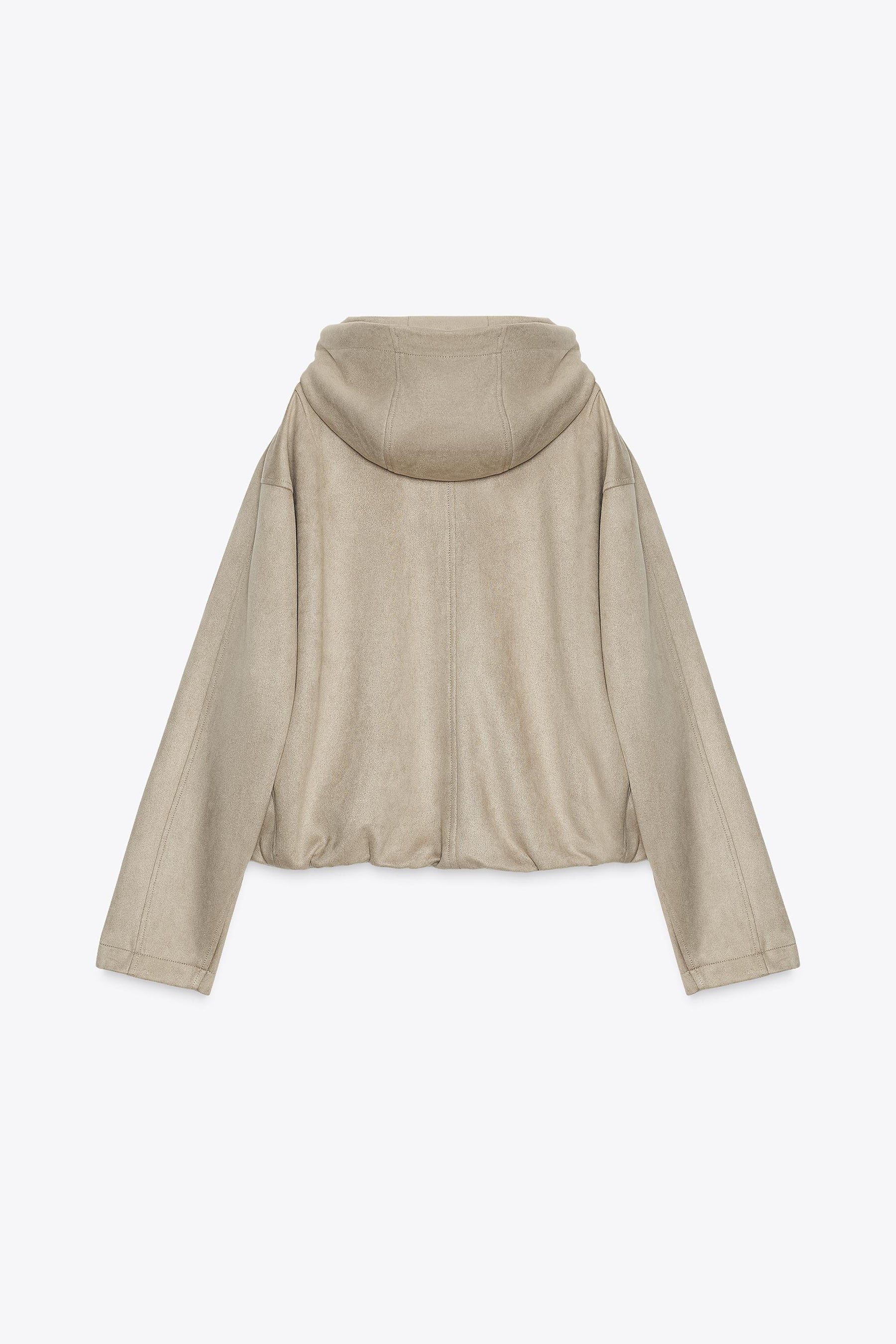 HOODED FAUX SUEDE BOMBER JACKET - Image 7