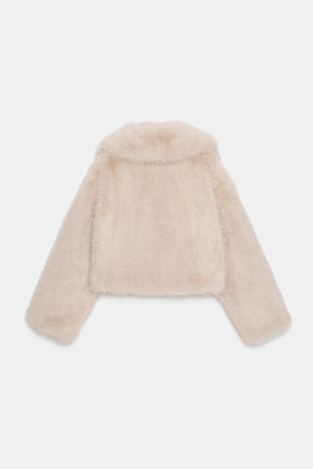 SHORT FAUX FUR COAT WITH LAPEL COLLAR - Image 8