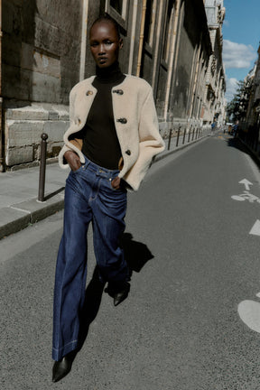 FAUX FUR JACKET WITH FIREMAN CLASP - Image 1