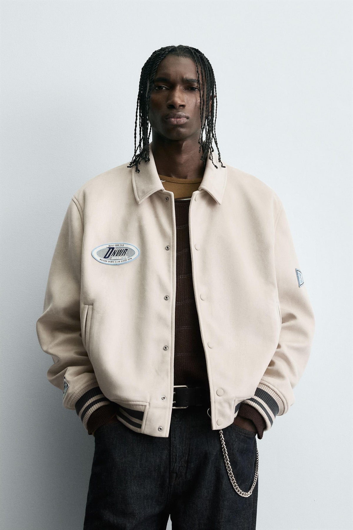 FAUX SUEDE JACKET WITH PATCH AND EMBROIDERY DETAIL - Image 2