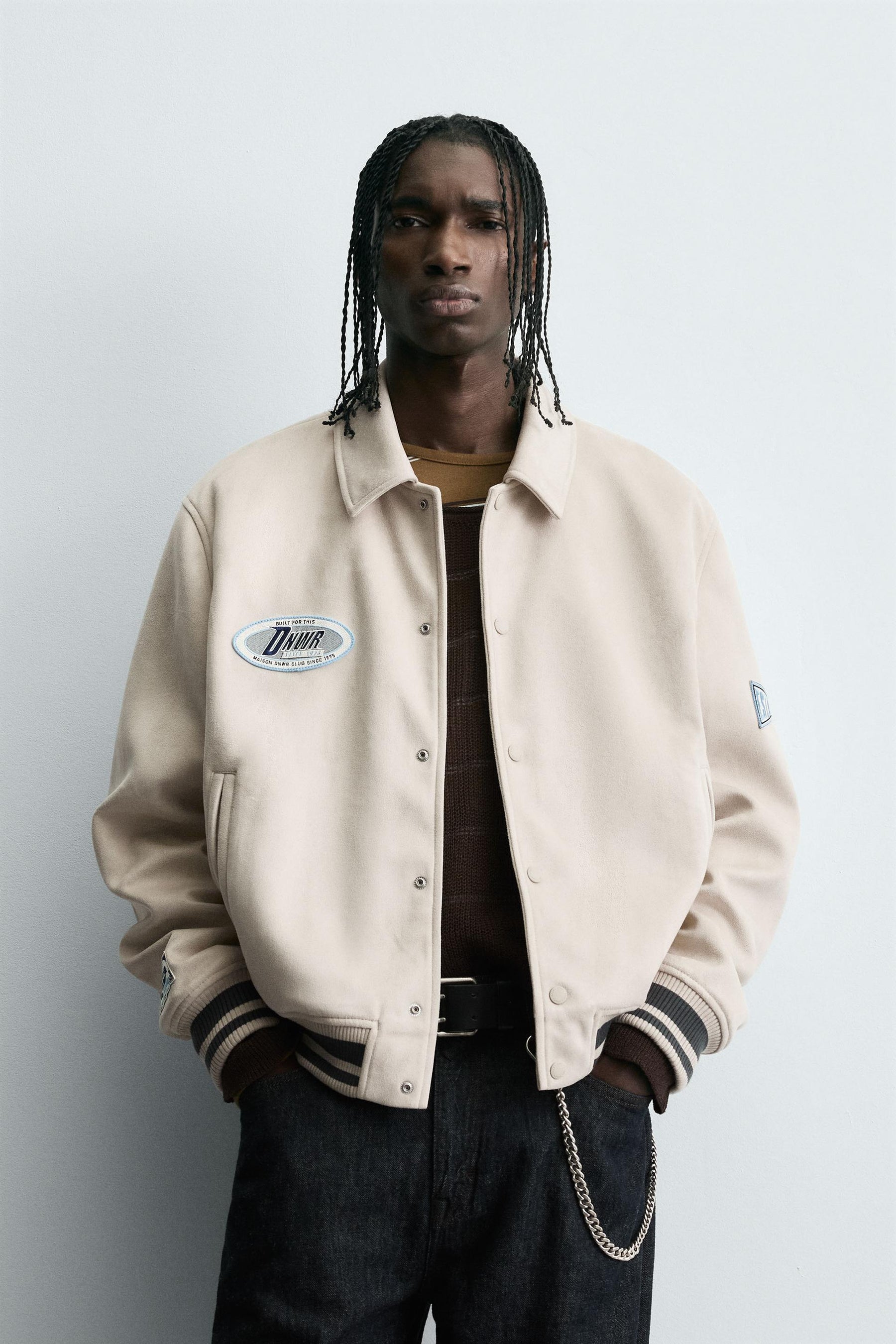 FAUX SUEDE JACKET WITH PATCH AND EMBROIDERY DETAIL - Image 2