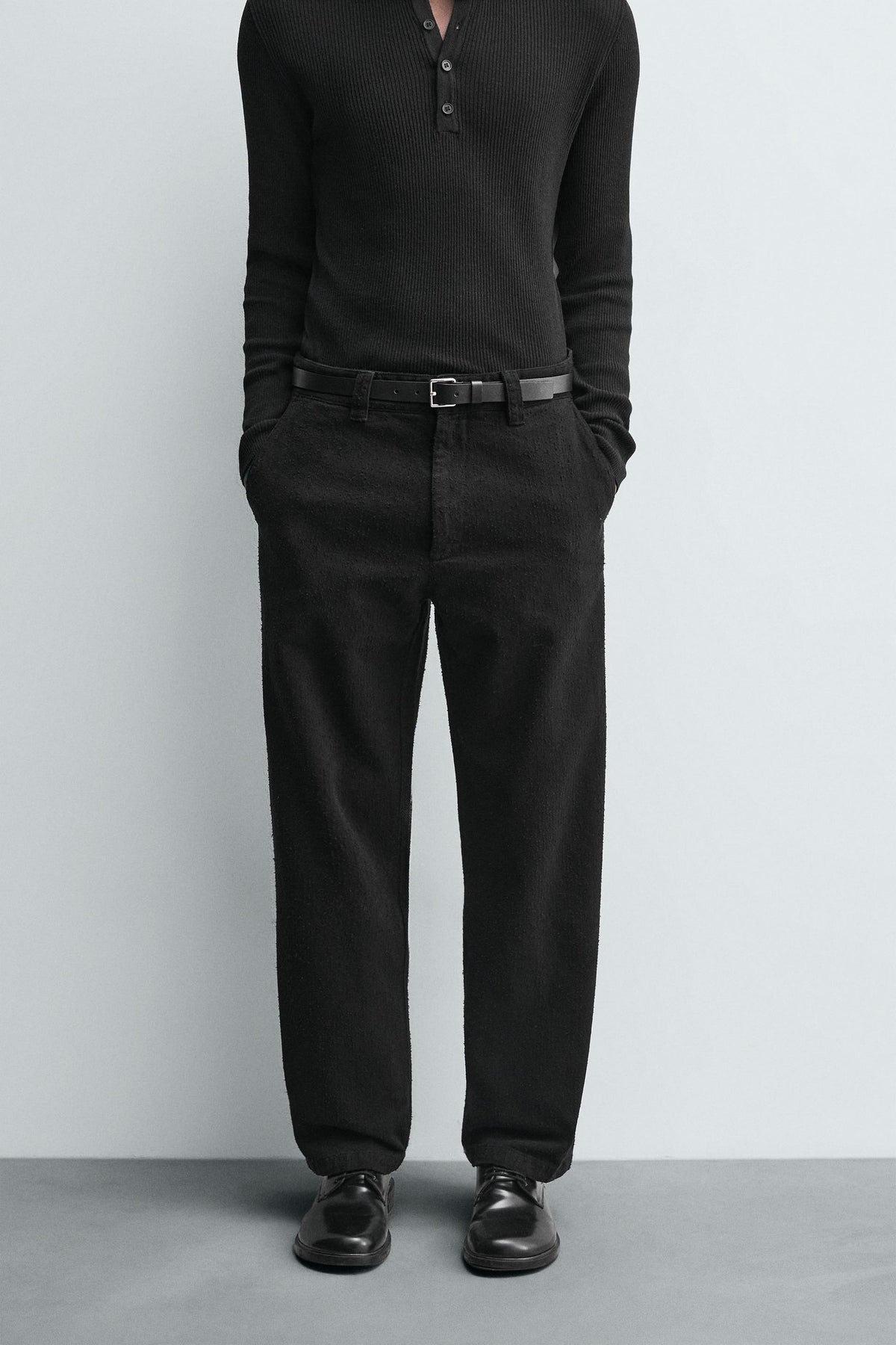 TEXTURED STRAIGHT-LEG TROUSERS - Image 2