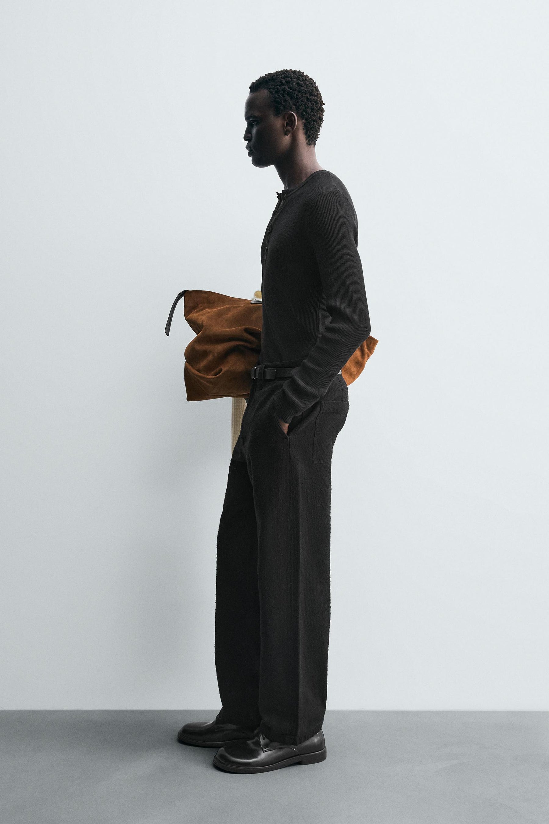 TEXTURED STRAIGHT-LEG TROUSERS - Image 4