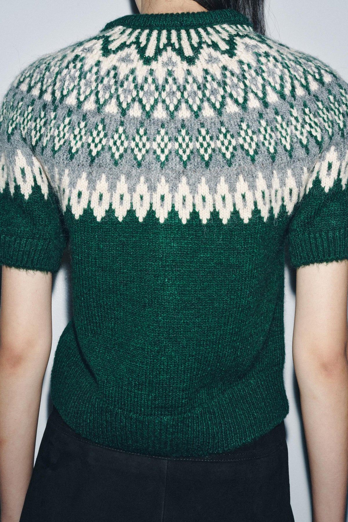 JACQUARD KNIT SHORT SLEEVE CARDIGAN - Image 2