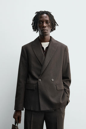 DOUBLE-BREASTED WOOL BLEND SUIT BLAZER - Image 2