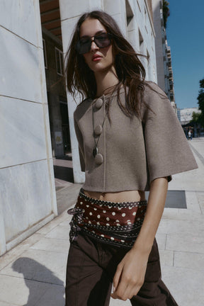 COVERED BUTTON KNIT CARDIGAN - Image 3