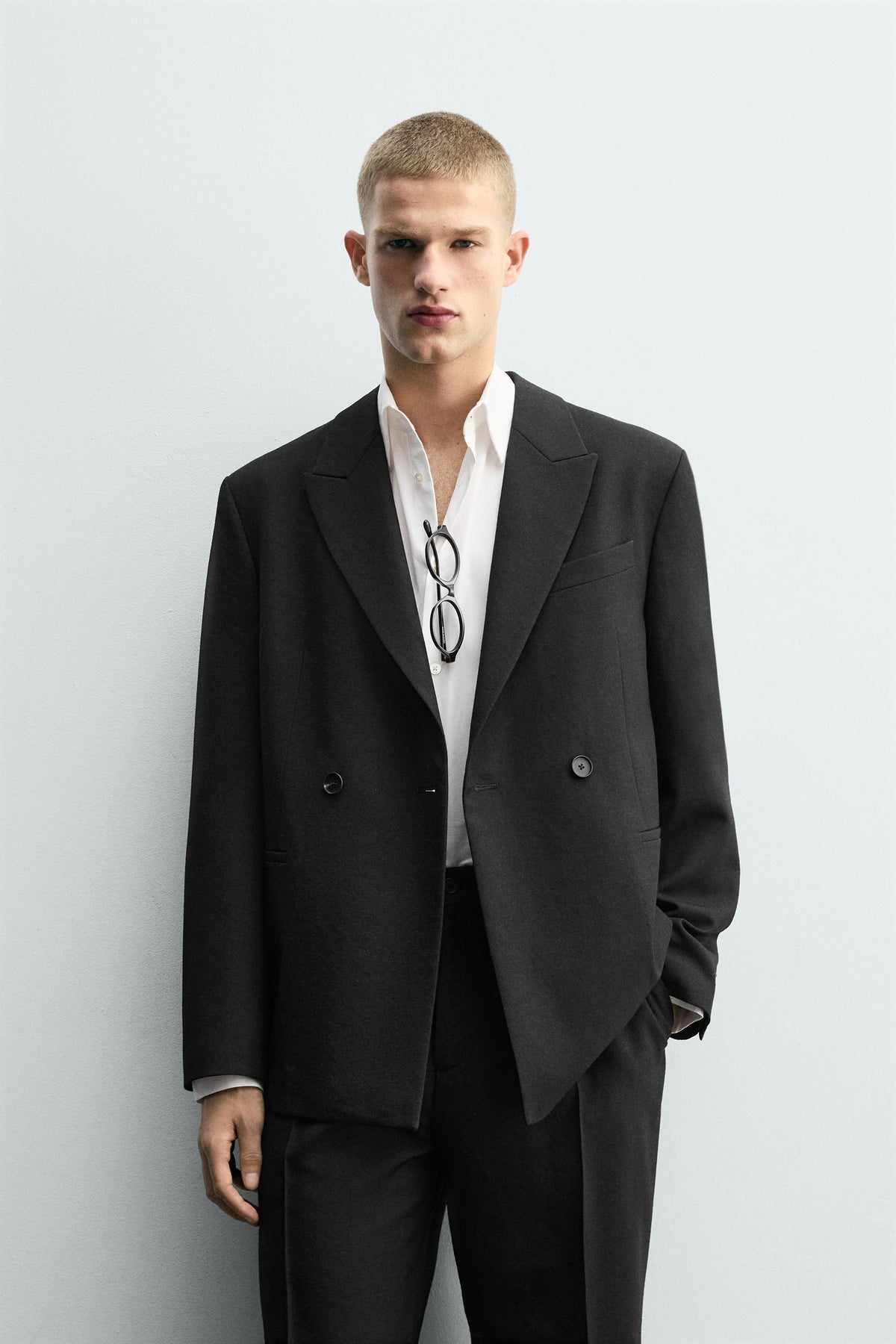 DOUBLE-BREASTED WOOL SUIT BLAZER - Image 2