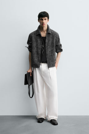 ZIP-UP TEXTURED OVERSHIRT - Image 1