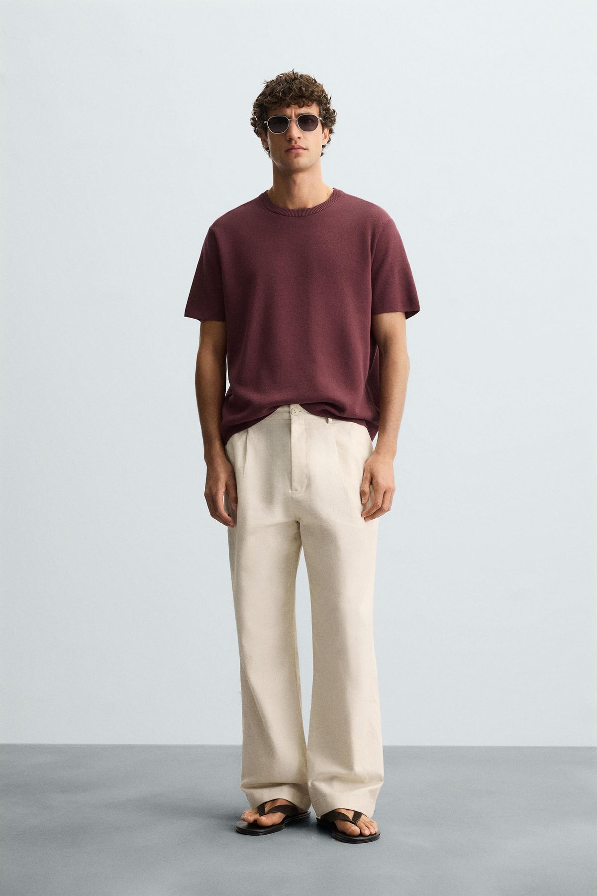 COTTON/LINEN PLEATED TROUSERS - Image 1