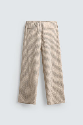 STRIPED WRINKLED-EFFECT FLOWING TROUSERS - Image 8