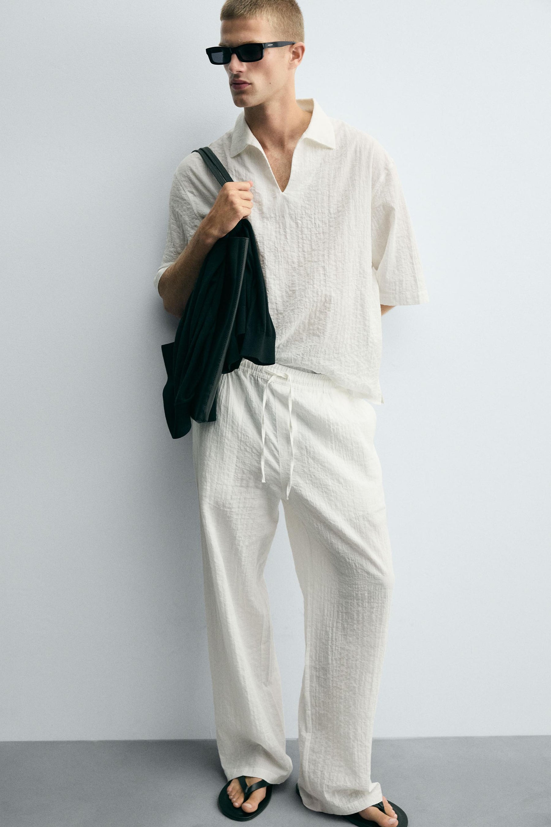 TEXTURED RELAXED FIT TROUSERS - Image 5