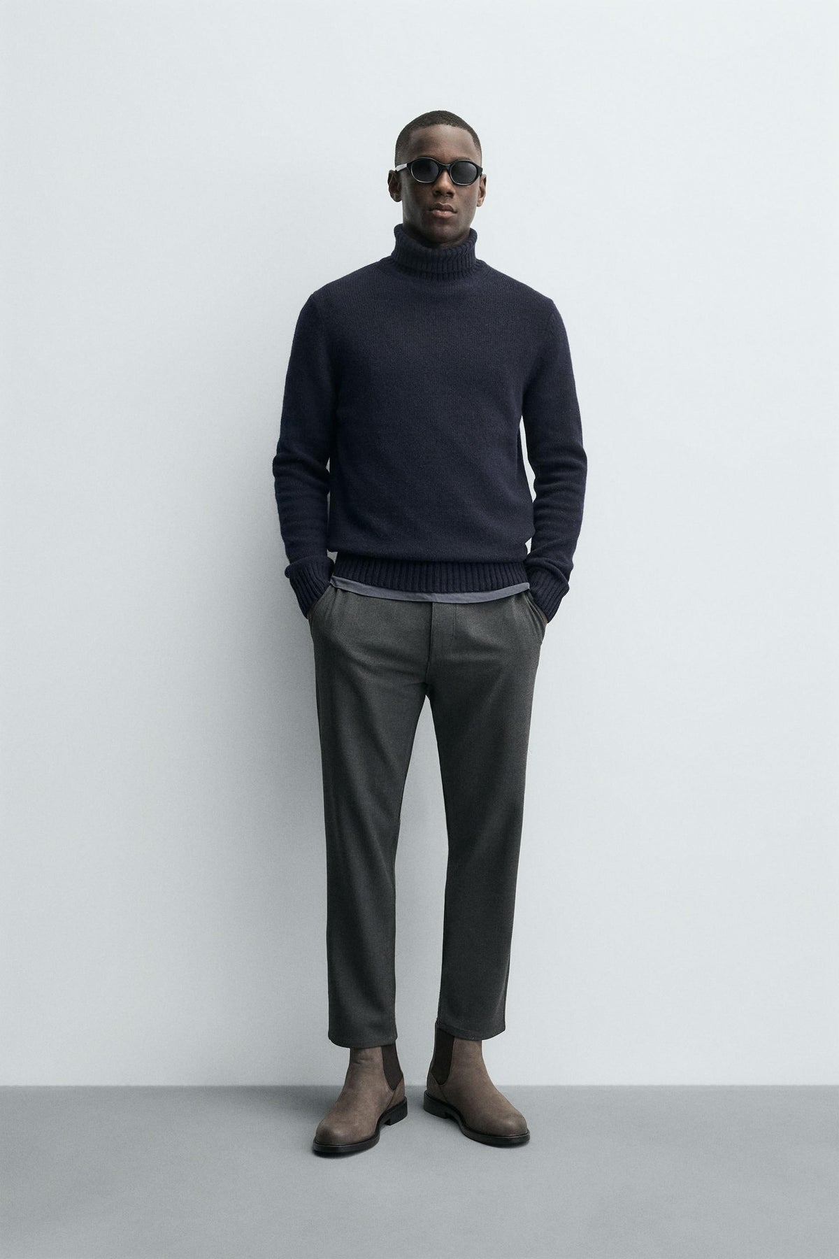 COMFORT TEXTURED CHINO TROUSERS - Image 1