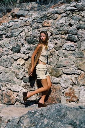 CROCHET RUFFLED SHORTS