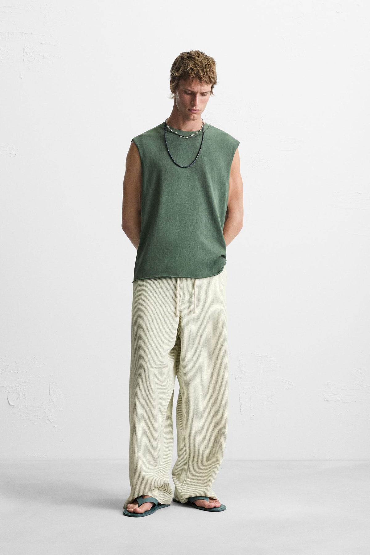 STRIPED BAGGY FIT TROUSERS - Image 1