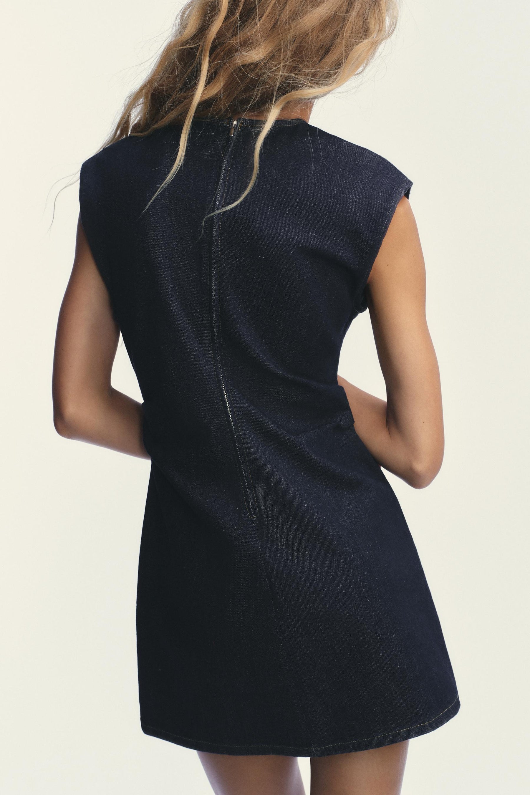 TRF DRAPED DENIM SHORT DRESS - Image 3