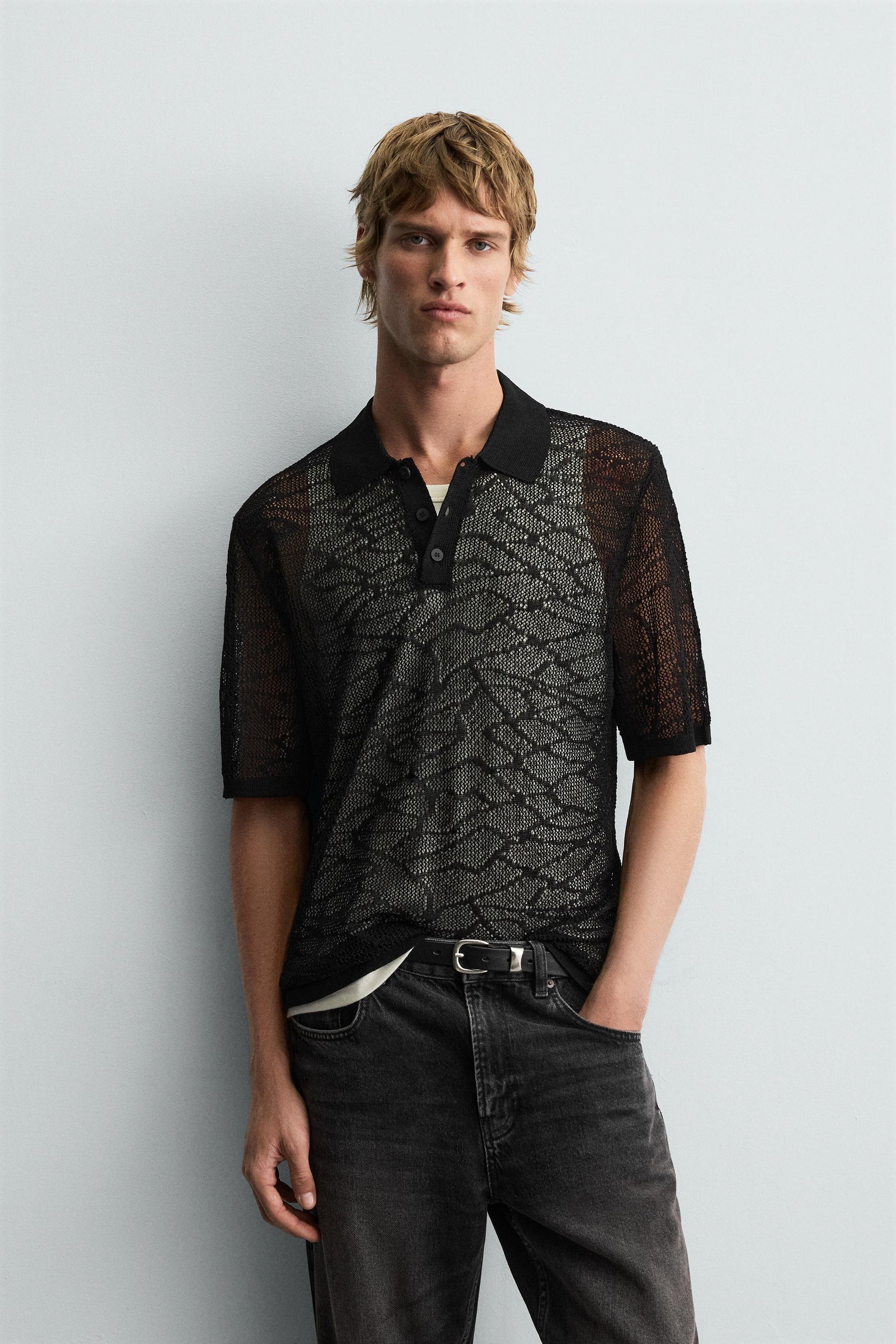 OPENWORK KNIT POLO SHIRT - Image 2