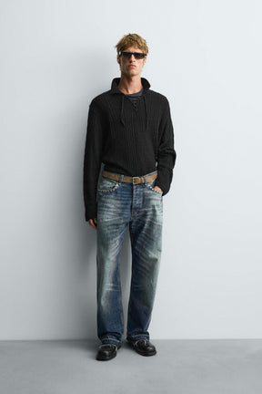 TEXTURED KNIT CORD POLO SHIRT - Image 1