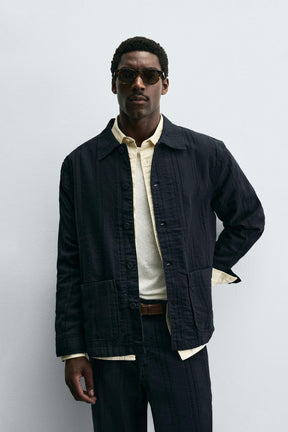 STRIPED JACQUARD OVERSHIRT - Image 2