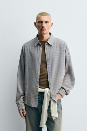 CHECK TEXTURED OVERSHIRT - Image 2
