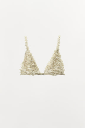 Embossed Floral Beaded Bra