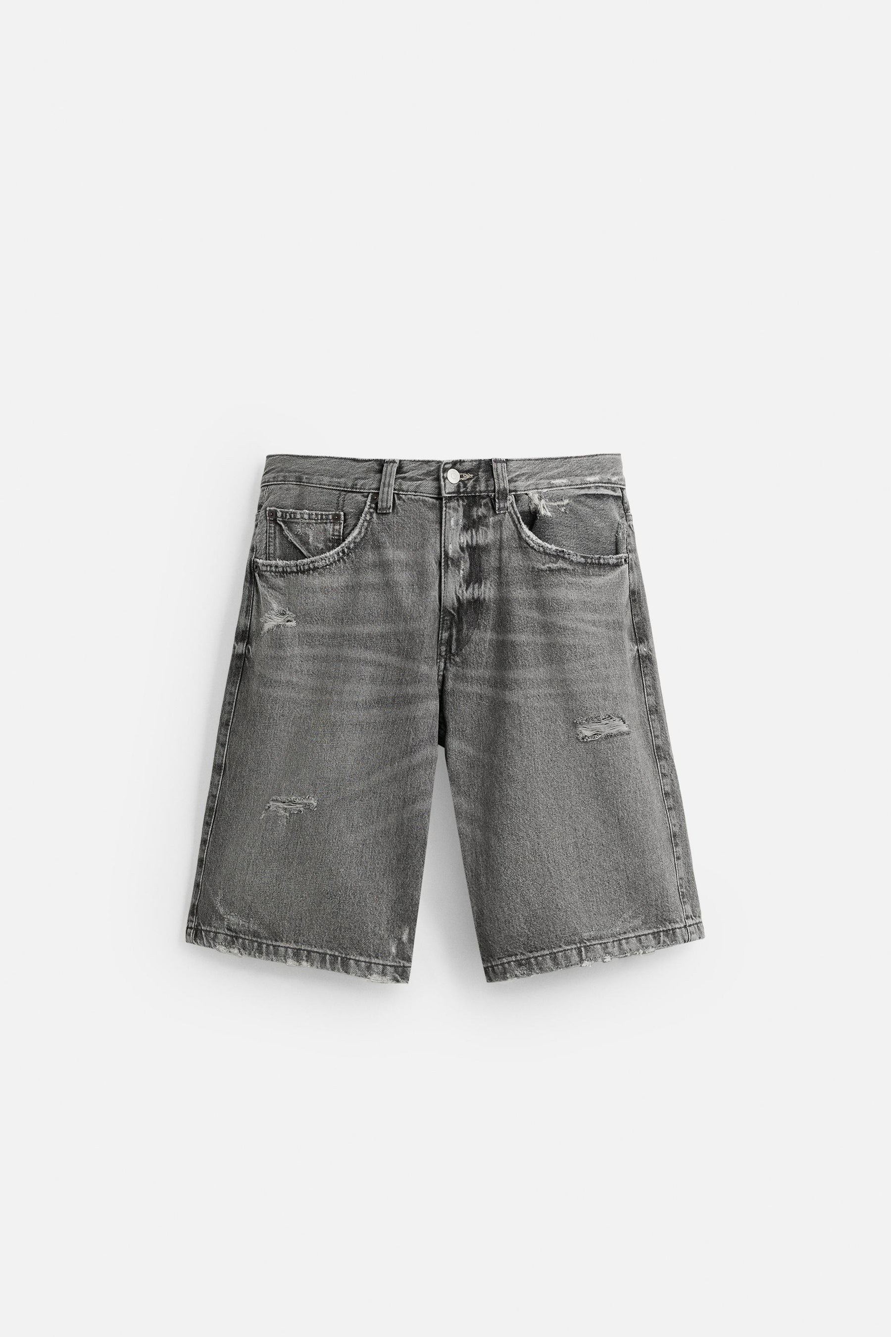RIPPED BAGGY FIT DENIM BERMUDA SHORTS - Image 6