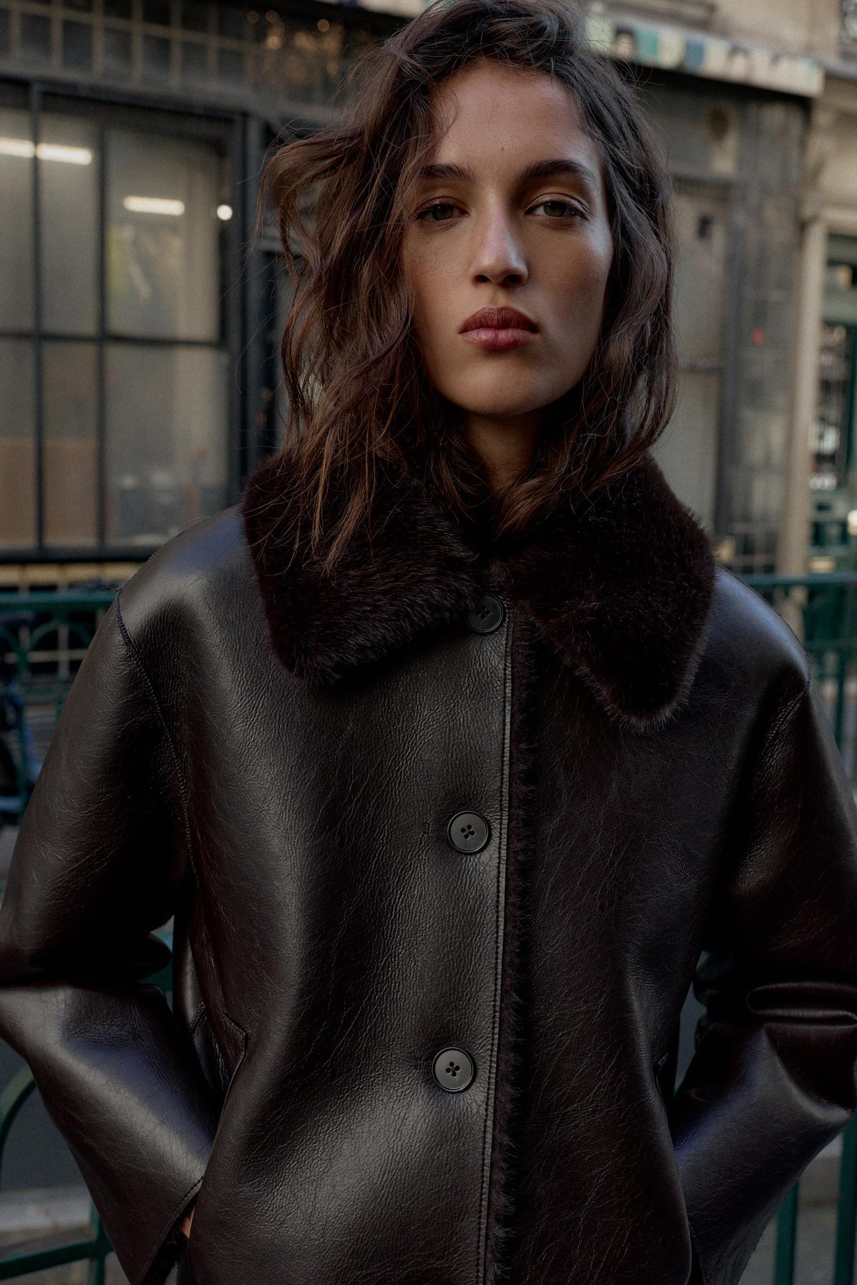 REVERSIBLE FAUX LEATHER JACKET