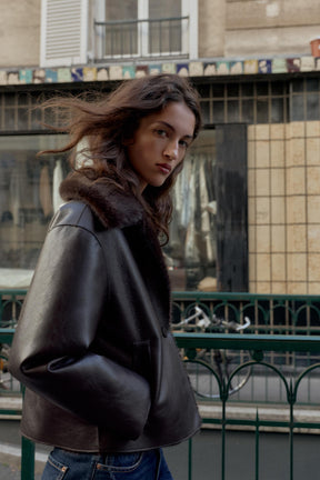 REVERSIBLE FAUX LEATHER JACKET