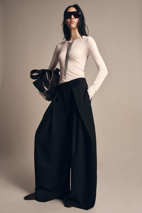 Wide-leg Pinstripe Trousers