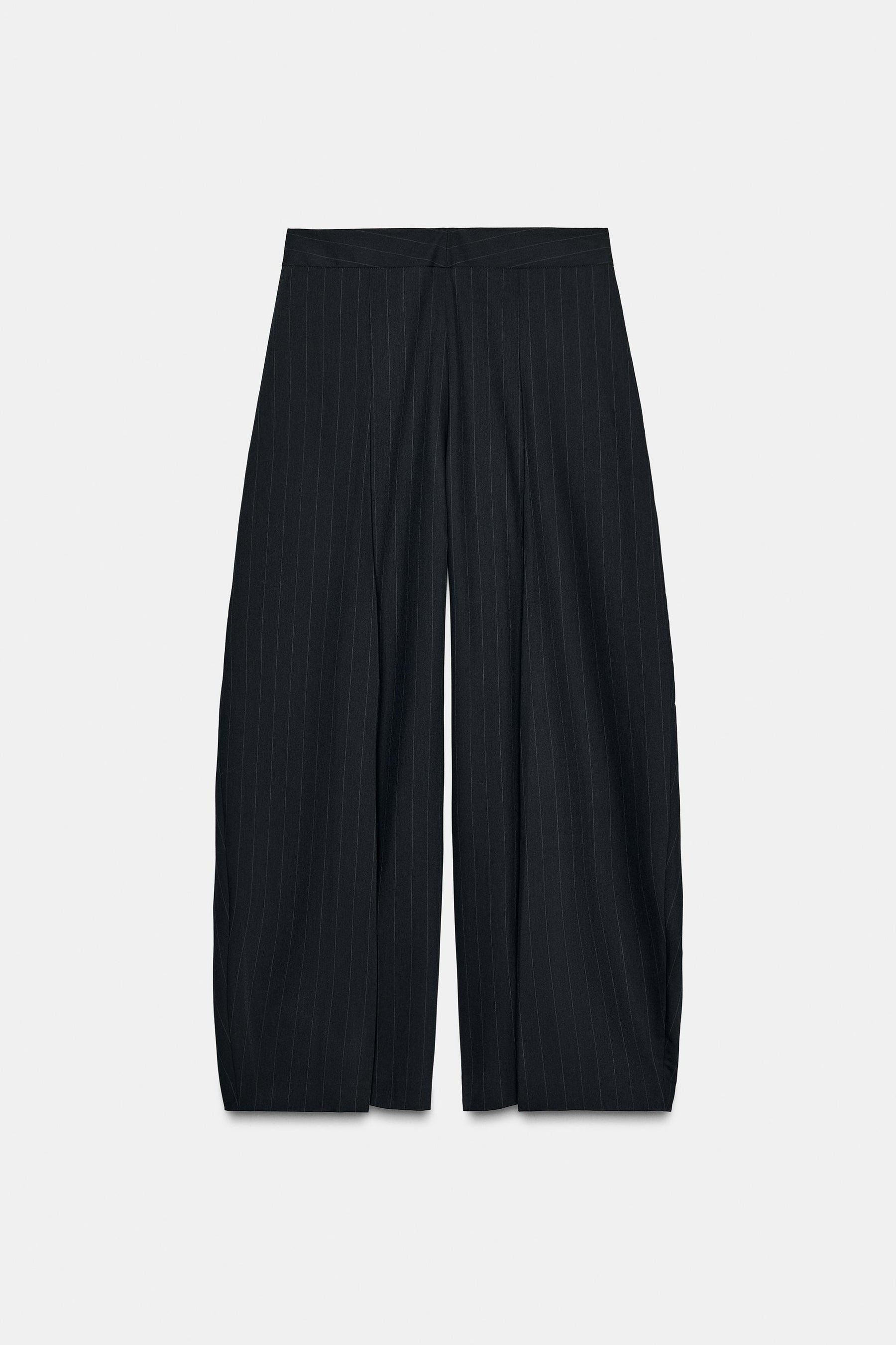 Wide-leg Pinstripe Trousers