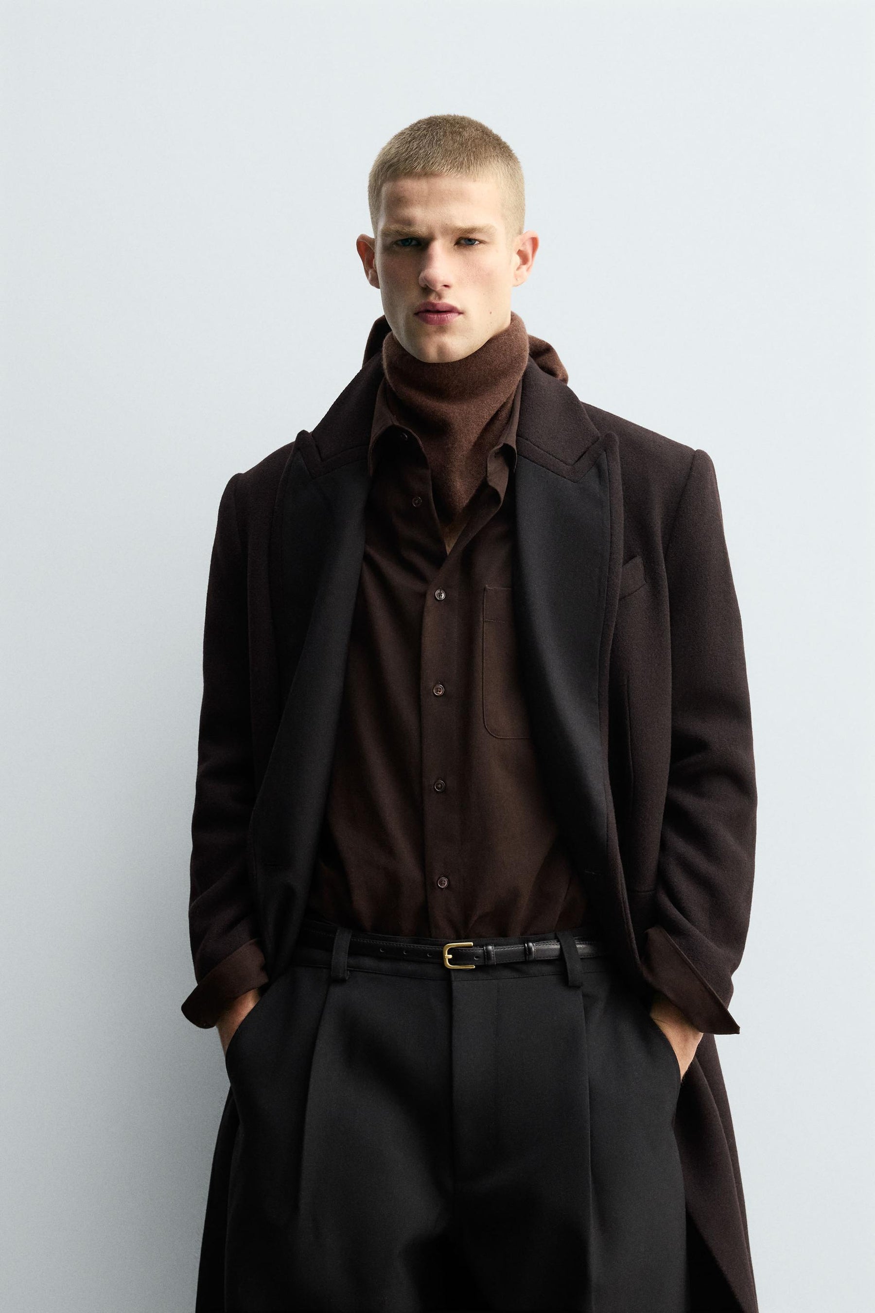 CONTRAST LAPEL WOOL COAT - Image 2