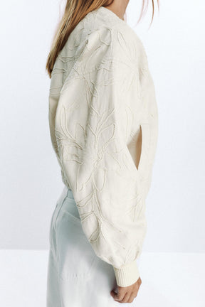 EMBROIDERED FAUX SUEDE BOMBER JACKET - Image 4