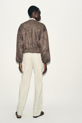 Embroidered Suede Bomber Jacket