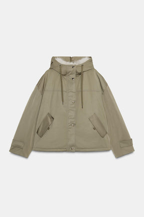 SHORT PARKA WITH FAUX FUR HOOD - Image 8